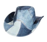 GEMVIE Cappello da Cowboy Patchwork Stampato in Denim Tie-Dye per Donna e Uomo Cappello Western a Tesa Larga Cappello per Feste in Maschera
