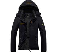 GEMYSE Donna Giacca da Sci Invernale Calda Antivento Impermeabile Cappotto da Neve e Snowboard Parka con Cappuccio Rimovibile(Nero,3XL)
