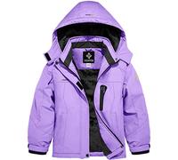 GEMYSE Giacca da Sci Bambina Impermeabile Giubbotto Invernale Pile Antivento Cappotto con Cappuccio Ragazze Perfetta per la Neve(Viola Pallido,128-134)