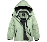 GEMYSE Giacca da Sci Bambina Impermeabile Giubbotto Invernale Pile Antivento Cappotto con Cappuccio Ragazze Ideale per Attività sulla Neve(Verde Chiaro,140-146)