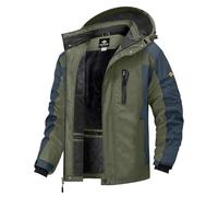 GEMYSE Uomo Giacca da Sci Montagna Impermeabile Antivento Cappotto Invernale Giubbotto da Neve con Cappuccio(Esercito Verde Grigio,S)