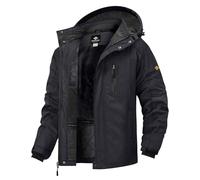 GEMYSE Uomo Giacca da Sci Montagna Impermeabile Antivento Cappotto Invernale Giubbotto da Neve con Cappuccio(Nero,2XL)