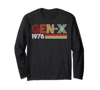 Gen X 1976 Retro Generation Xer Vintage Text Style Maglia a Manica