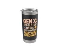 Gen X Troppo Vecchio Troppo Giovane Retrò Vintage Umorismo Bicchiere termico in acciaio inox doppia parete