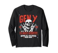 Gen Y Real Badass Generation 1981-1996 Scheletro Rock Maglia a Manica