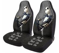 GENANY - 2 coprisedili anteriori per auto, camion, berlina e SUV, durevoli, traspiranti, accessori per interni dell’auto, per sedili a guscio, a tema horror/Jack di Nightmare Before Christmas