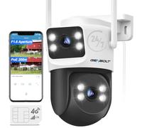 GENBOLT 4G LTE Telecamera Esterno con Scheda SIM Senza WiFi, Videocamera Sorveglianza CCTV PoE a Doppio Obiettivo Cablata, 24/7 Registrazione Tracciamento Automatico Visione Colore IP66