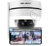 GENBOLT [DC&POE 2.5K PTZ Telecamera Wi-Fi Interni con Esterni,Zoom Ibrido 10X,360 ° Doppio Lente Videocamera Sorveglianza IP CCTV,IK10 Antivandalismo,IP66 Impermeabile,2.4/5GHz WiFi Dual Band