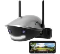 GENBOLT Wifi Telecamera Di Sicurezza All'aperto 2.5k, Telecamera a Circuito Chiuso Di Sorveglianza Domestica 4mp Con Doppio Obiettivo, Telecamera Ip Panoramica a 180° Con Colore Notturno, Rilevamento