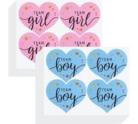 Gender Enthüllung Aufkleber - Set mit 96 Aufklebern für Baby Shower und Geburtsankündigung, Dekoration und Fotoaccessori, Team Junge oder Mädchen