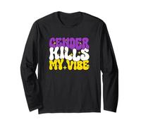 Gender Kills My Vibe Non Binary Pride Maglia a Manica
