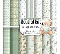 Gender Neutral Scrapbook Paper: Sage Green Baby Theme, 28 Sheets, Double-Sided, Decorative Craft Pads for DIY Background Card Making Scrapbooking