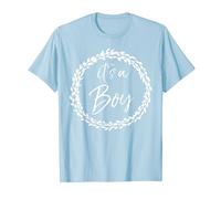 Gender Reveal Announcement Item Flower Design It's a Boy Maglietta