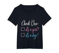Gender Reveal It's a Girl It's a Boy Baby Shower Maglietta, Donna Plus-Size, Nero, 3X