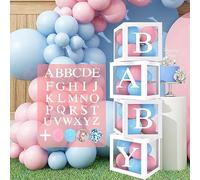 Gender Reveal Palloncini Compleanno, Kit Arco Palloncini Con Palloncini Rosa Blu, Scatole Trasparenti Con 4 Scatola Bianca e 27 Lettere, Set Palloncini Compleanno Per Baby Shower, Gender Reveal Party