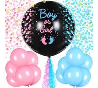 Gender Reveal Party Decorazione, Baby Gender Reveal Party Decorazione Set, Girl Or Boy Ballon Insieme a Team Boy Team Girl Stickers Coriandoli, Boy Or Girl Banner Baby Palloncino Foil for Baby Shower