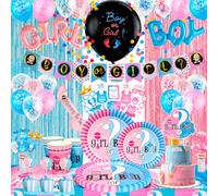Gender Reveal Party Kit,118pcs Gender Reveal Party Decorazione & Stoviglie Gender Reveal Set- Gender Reveal Piatti e Bicchieri & Banner Boy o Girl Palloncini etc Forniture per Feste Baby Gender Reveal