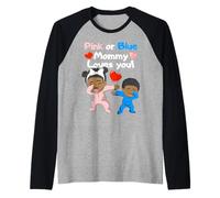 Gender Reveal Party Mommy Loves You Maglia con Maniche Raglan