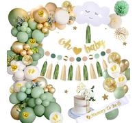 Gender Reveal Party Set per baby shower e baby shower, decorazione per ragazze o ragazzi, ragazzo o ragazza, rosa blu con coriandoli, genere annunciare feste (verde)