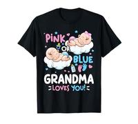 Gender Reveal Rosa o Blu Nonna Loves You Maglietta