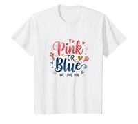 Gender Reveal Rosa o Blu We Love You Baby Celebration Maglietta, Bambini, Bianco, 8 Anni