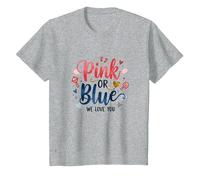 Gender Reveal Rosa o Blu We Love You Baby Celebration Maglietta, Bambini, Grigio Melange, 8 Anni