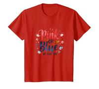 Gender Reveal Rosa o Blu We Love You Baby Celebration Maglietta, Bambini, Rosso, 10 Anni