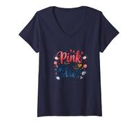 Gender Reveal Rosa o Blu We Love You Baby Celebration Maglietta con Collo a V, Donna, Navy, S