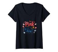 Gender Reveal Rosa o Blu We Love You Baby Celebration Maglietta con Collo a V, Donna, Nero, XXL
