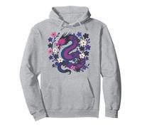 Genderfluid Japanese Dragon Queer Pride Flag Colors Floral Felpa con Cappuccio