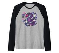 Genderfluid Japanese Dragon Queer Pride Flag Colors Floral Maglia con Maniche Raglan