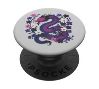 Genderfluid Japanese Dragon Queer Pride Flag Colors Floral PopSockets PopGrip Adesivo