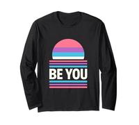 Genderqueer Pride Be You Retro Lavanda LGBTQ+ Maglia a Manica