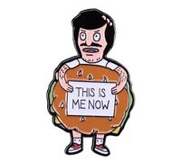 Gene Belcher This Is Me Now Bob Haircut Moustache Bald Hamburger Costume Mascotte Bob's Burgers Animated Comedy Cartoon TV Show 3,3 cm Smalto Pin Badge, 1.3 Inches, Smalto, Smaltato