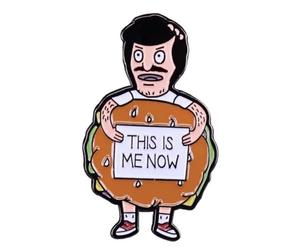 Gene Belcher This Is Me Now Bob Haircut Moustache Bald Hamburger Costume Mascotte Bob's Burgers Animated Comedy Cartoon TV Show 3,3 cm Smalto Pin Badge, 1.3 Inches, Smalto, Smaltato
