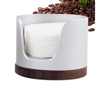 Gene - Contenitore per filtro da caffè portatile, per carta da caffè, contenitore rotondo in legno, stile vintage, con coperchio, resistente alla polvere, per bancone della cucina