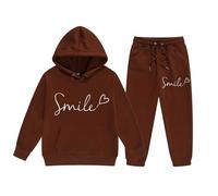 Geneirc Completo da bambina in 2 pezzi,Sportswear Multi Color Taglie Forti Set Casual e Comodo Indossare Felpa Pantaloni a Gamba Larga Chic Ed Elegante Pezzi Unisex Modelli