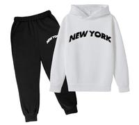 Geneirc Tuta Sportiva Bambina Completo Da 2 Pezzi Costume Sportivi Set di Tute Bambine Felpa Pullover Cordinata Full Print E Pantalone Moda Manica Lunga Autunno Inverno Per Regalo