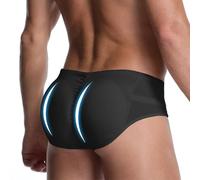 GENEMEN Uomo Imbottito Intimo Butt Enhancer Shapewear Butt Lifter Boxer con pastiglie Staccabili (Nero a Vita Bassa, S)