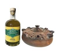 Genepy Nostre Montagne - Valle d'Aosta - 40% vol - 700ml - con grolla dell'amicizia valdostana a 8 becchi in pregiato legno di noce