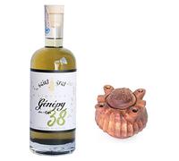 Genepy San Grat 38° - 70cl con grolla dell'amicizia a 4 becchi in legno di mogano