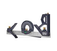 General Tools MG-S279-4R - Combinazione quadrata in alluminio, quadrato, righello, goniometro e calibro di centraggio, strumento di misurazione tutto in uno per la lavorazione del legno, con livella e