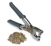 General Tools Pinze per occhielli - Pinze resistenti ed ergonomiche per fissare piccoli occhielli in pelle, plastica, gomma, tela, cartone e altro ancora; include 100 occhielli multicolore