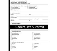 General Work Permit Logbook: Non-Routine Work Authorization, Hazard Identification and Control Record Book for Safety Compliance, Job Site Risk Assessment and Permit Tracking