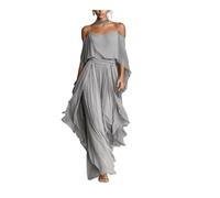 Generale Completo due pezzi donna in poliestere top spalle scoperte scollo palazzo a gamba larga fluido, outfit elegante estivo