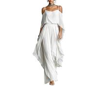Generale Completo due pezzi donna in poliestere top spalle scoperte scollo palazzo a gamba larga fluido, outfit elegante estivo