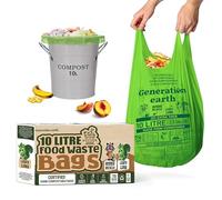Generation earth - 70 sacchetti da 10 l, super resistenti, compostabili, per rifiuti alimentari, amido di mais, sacchetti biodegradabili, sacchetti per rifiuti compostabili
