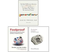 Generations By Jean M. Twenge PhD, Footprints By David Farriery, Foolproof By Dr Sander Van der Linden 3 Libri Collection Set