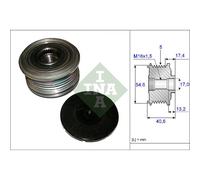 Frizione alternatore puleggia 535 0109 10 INA per NISSAN RENAULT