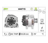 Generatore Alternatore Lichtmaschine 14 V 180 A Ø 55 mm VALEO B+ CITROËN C5